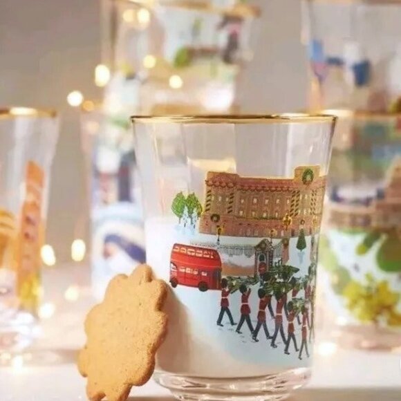 Anthropologie Holiday In The City Juice Glass London 15 Oz. New In Box - Picture 2 of 7